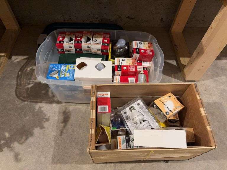 Totes of Assorted Light Bulbs image