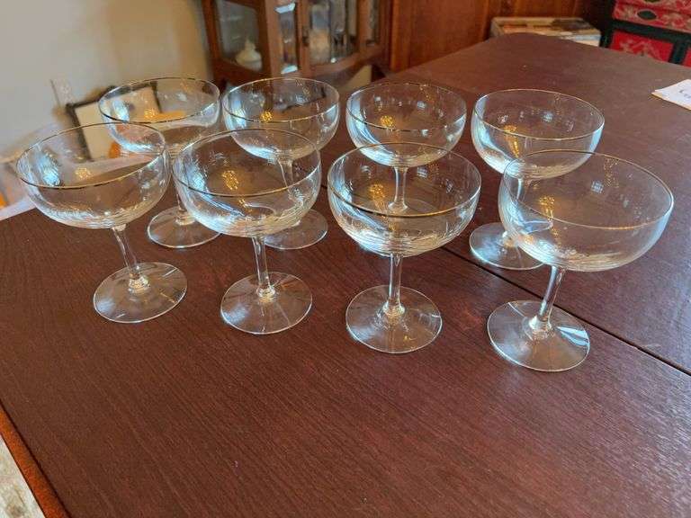8 Silver Rimmed Margarita Glasses image