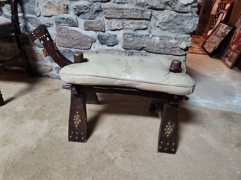 Leather Cushion Camel Stool image