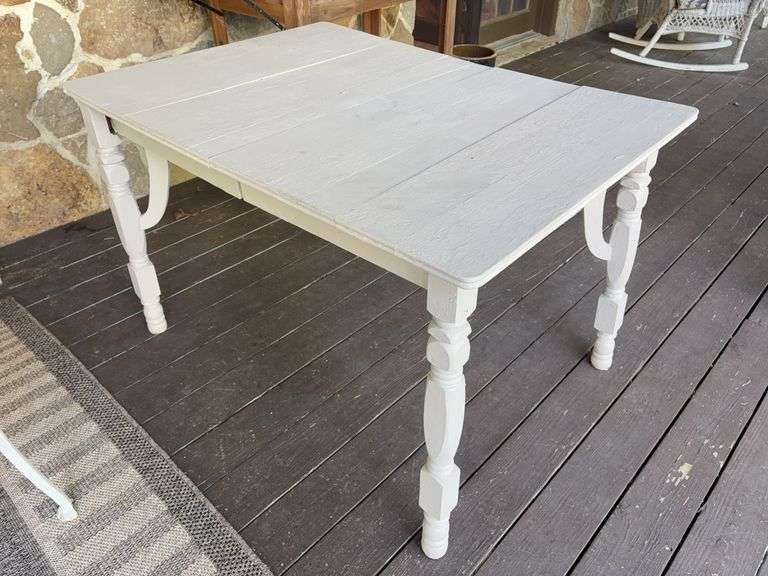 Wooden Table - one leg is broken - 34”W x 47”D x 39”H image