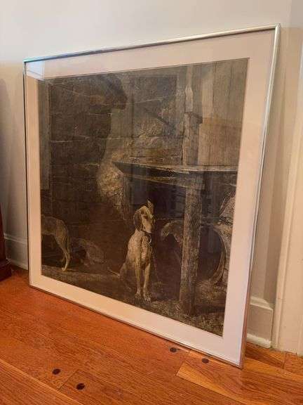 Framed Print of Chained Dog - 33”W x 33”H image