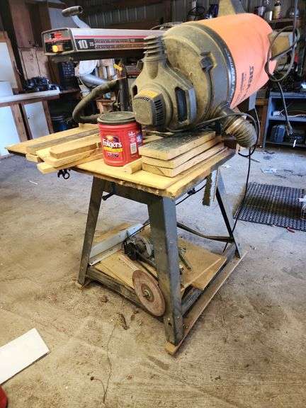 Craftsman Radial Saw, Shop-Vac Wet/Dry Vac, Cart and Contents image