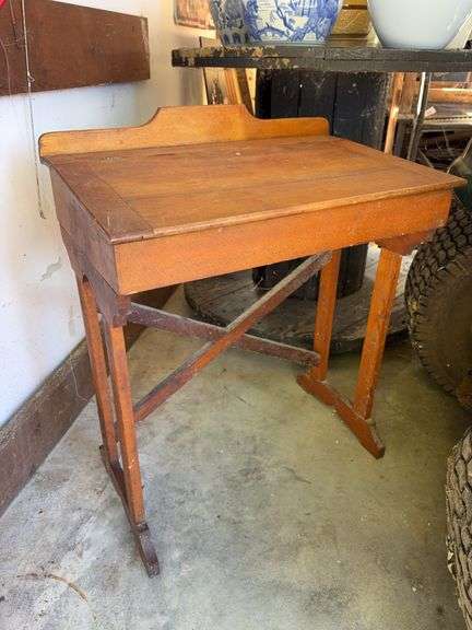 Antique Children’s Folding Top School Desk - 22”W x 14”D x 26”H image