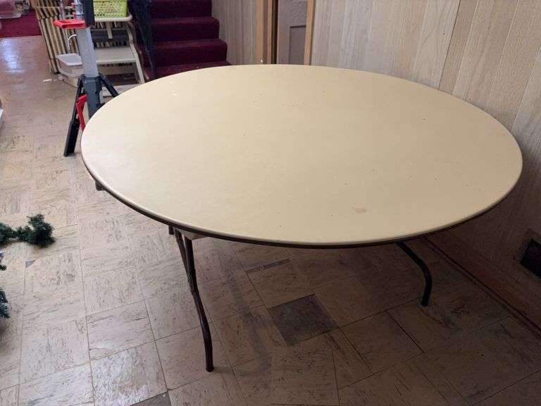 Round Plastic Folding Table - 60”D x 29”H image