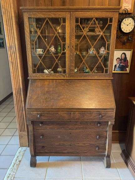 Glass Cabinet Secretary - contents NOT included - 37.5”W x 18”D x 67”H image