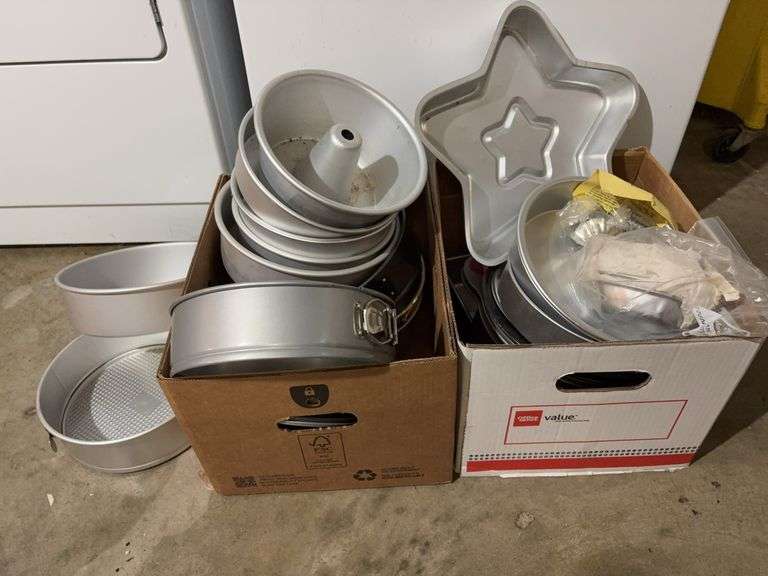 2 Box Lots of Cake Pans and Supplies image