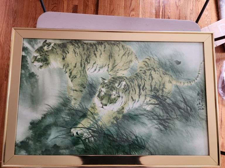 Framed Japanese Tiger Print 40"x26" image