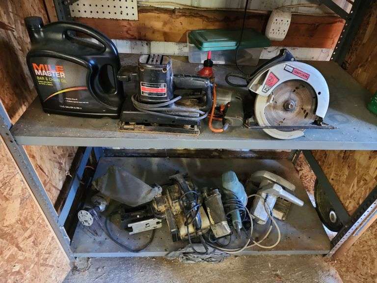Assorted Power Tools - Circular Saws, Belt Sanders, Jigsaws and Radio image