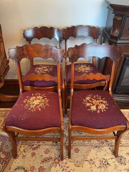 4 Antique Spring Bottom Chairs image