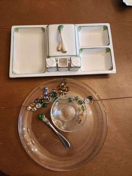Divided Serving Platter, Decorative Serving Plate, Bowl, and Spreader image