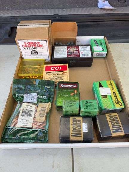 Box Lot of Assorted Reloading Supplies - bullets, primers,etc image