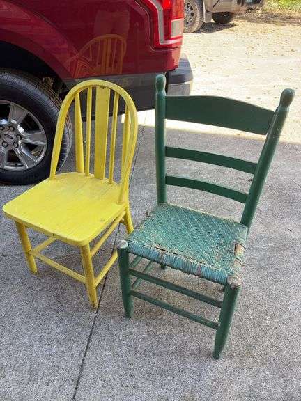 Wicker Bottom and Painted Yellow Chair image