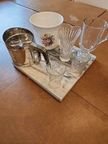 Glassware, Sister, Marbel Trivet and Candy Bowl image