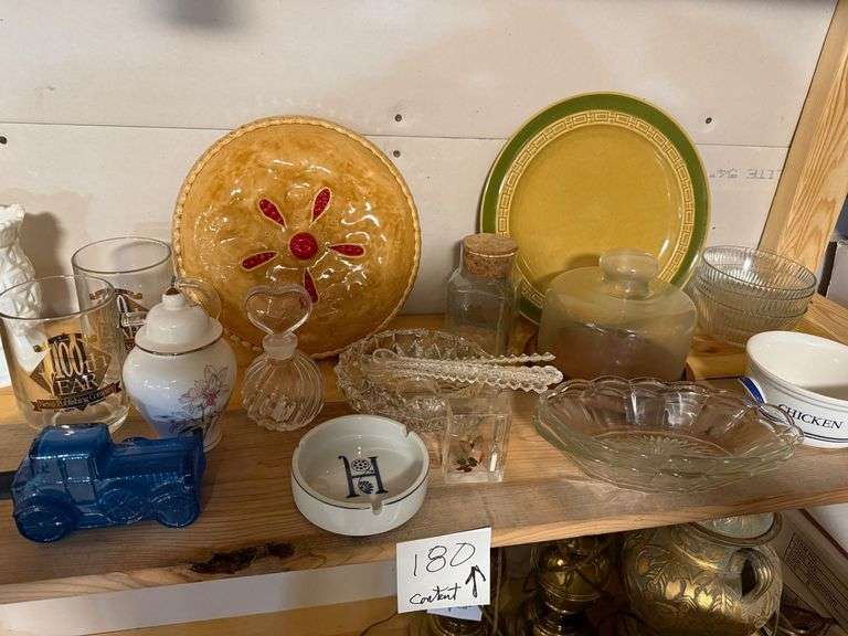 Assorted Glassware Items -Milk Glass, Serving Bowls, Pie Plate image