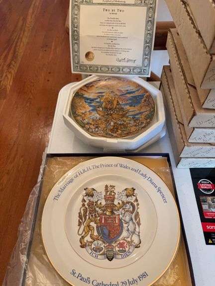 “Two by Two” 24k Gold Rimmed Porcelain Plate and “The Marriage of HRH the Prince of Wales and Lady Diana Spencer Porcelain Plate image