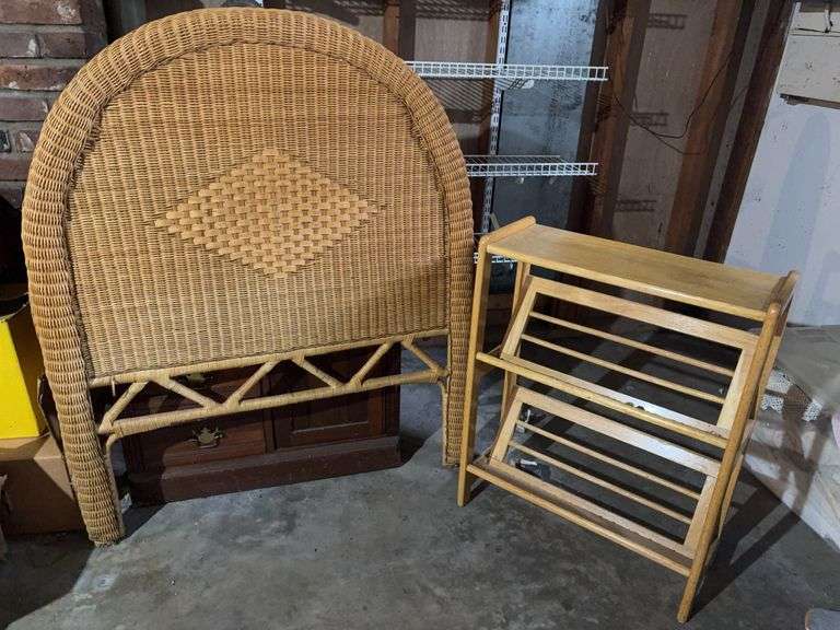 Wicker Head Board (twin) & Book Stand image