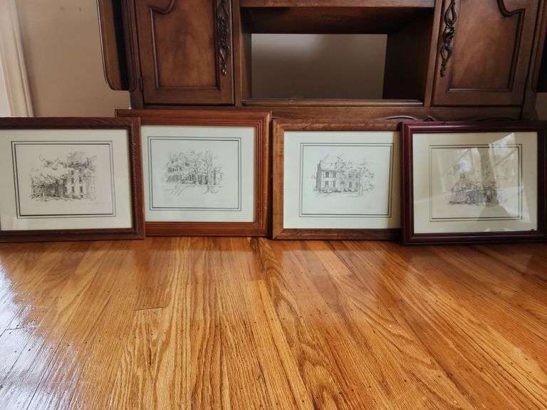 4 Framed Sketches of Various Buildings image
