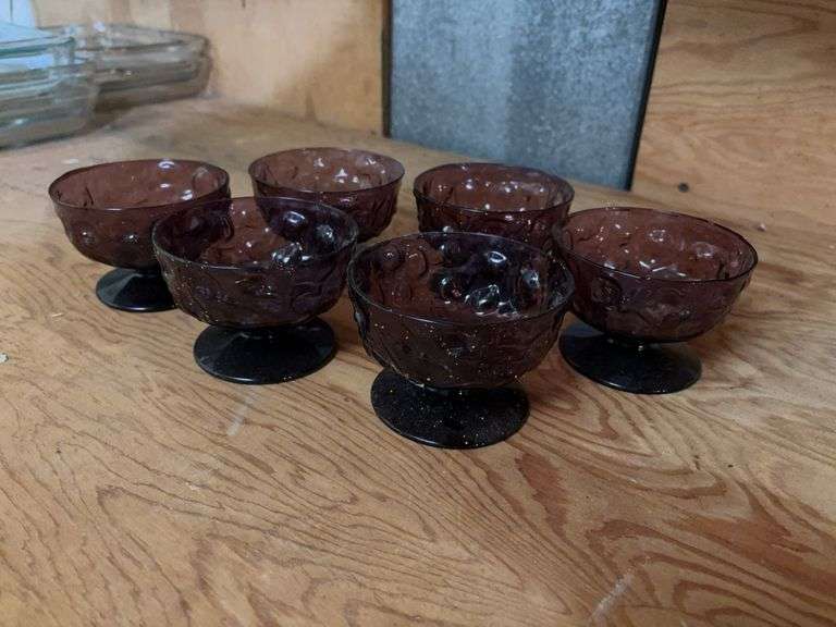 (6) Red Crystal Sherbet Cups image