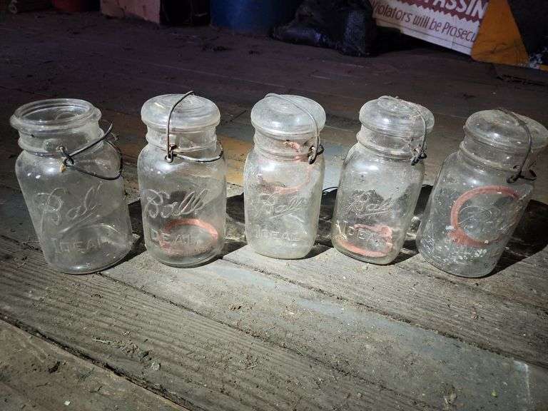 5 Clear Ball Ideal Quart Jar With Glass Lids image
