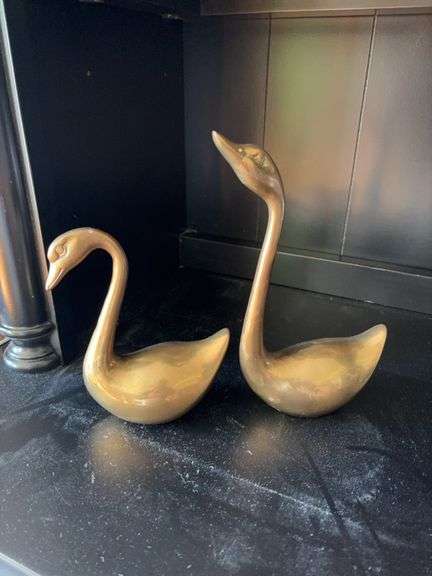 Pair of Brass Desk Top Swans image