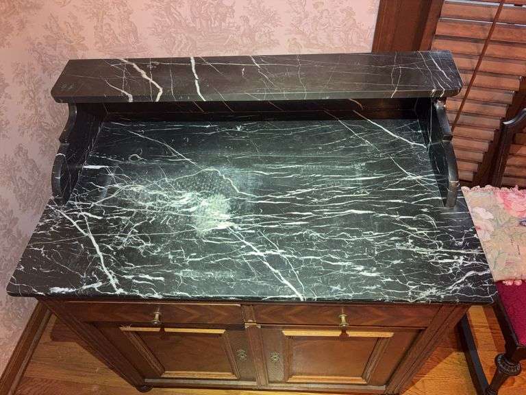 Marble Top German Wash Stand - 37.5”W x 22.5”D x 36”H image