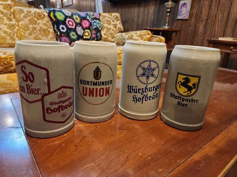 4 German Stoneware Beer Steins image