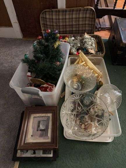 Assorted Christmas Decor, Punch Bowls, Artwork, Misc image