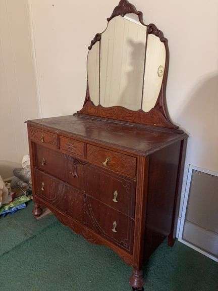 Mirror Top Dresser - 44”W x 20”D x 67”H - molded image