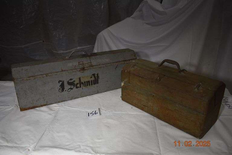 Metal Toolbox and Vintage Tackle Box with contents image