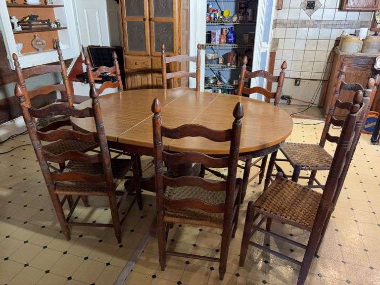 Kitchen Table with 8 Chairs- 60”W x 48”D x 30”H image