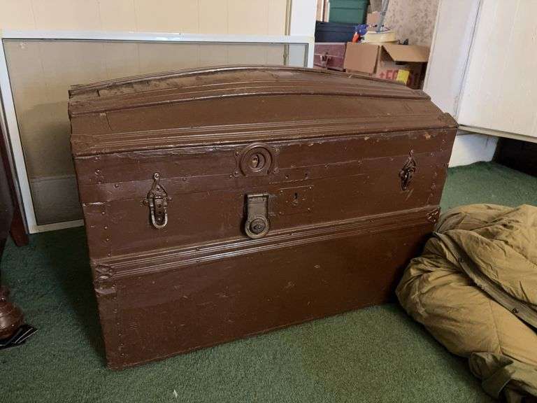 W.C. Farel Wooden Travel Trunk - 33”W x 18”D x 22”H image