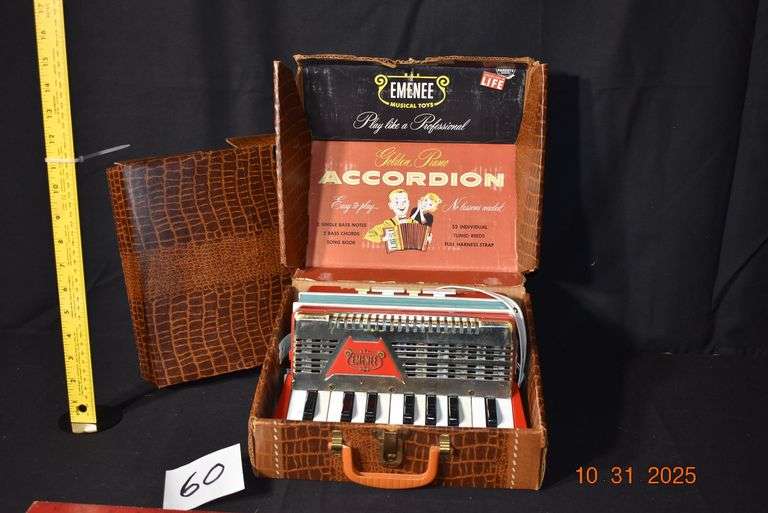 Emenee Golden Piano Accordion in original box image