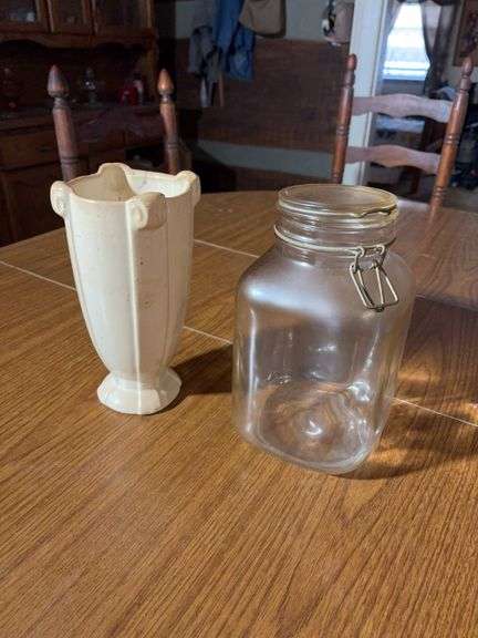 McCoy Flower Vase and Glass Canister image