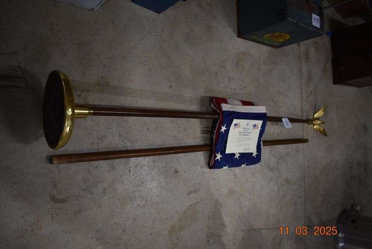 Flag Pole with United States Flag with certificate-Flown over the United States Capitol on 06/27/84 image