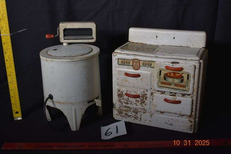 Vintage Wringer Washer and Metal Stove image