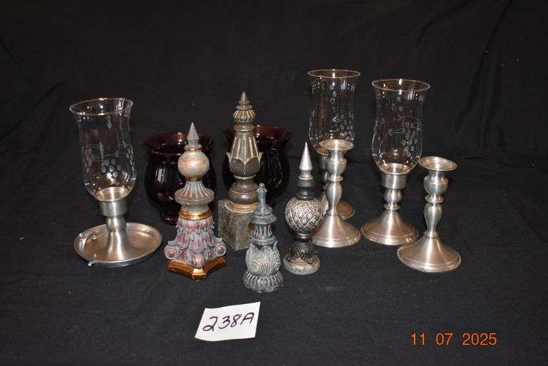 5 Candle Holders, 2 Purples Vases and 4 Home Decor Pieces image
