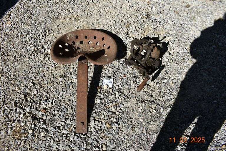 Vintage Tractor Seat and Vintage Grinder/Sharpener-McCormick, Chicago, USA image