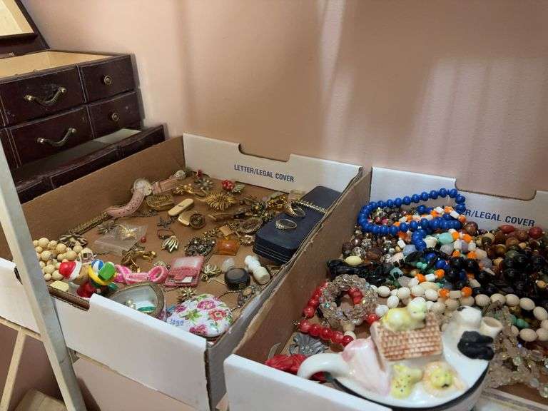 Assorted Costume Jewelry and Box image