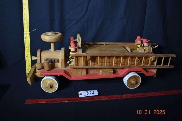 Wooden Firetruck-30" long, 9" wide, 11" tall image