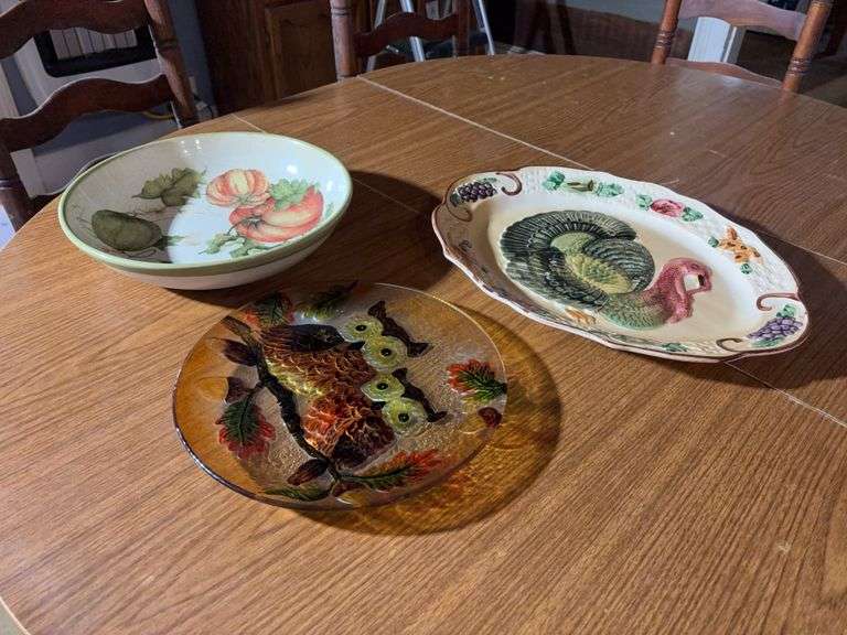 Fruit Bowl, Turkey Platter, Glass Owl Dish image