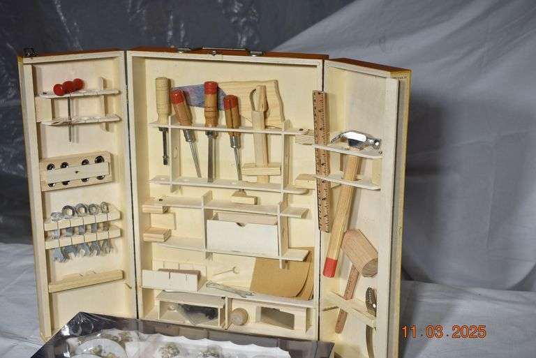 Child's Tea Set and Woodworking Play Set image