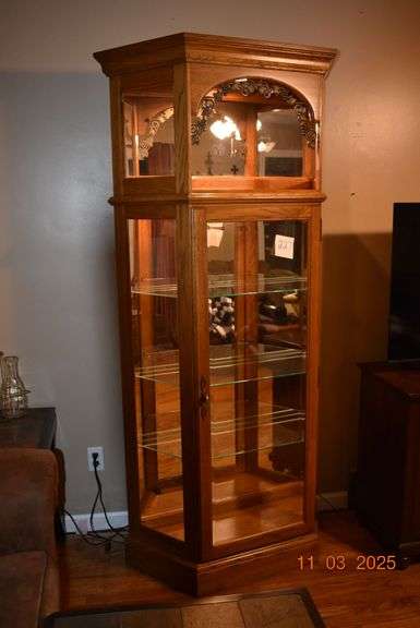 Curio Cabinet with 2 lights-3 glass shelves-34 1/2" wide, 14 1/2" deep, 78" height image
