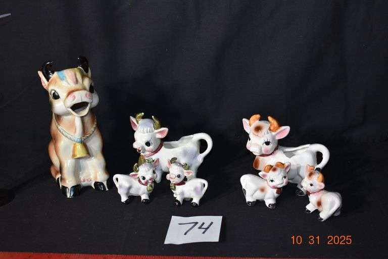 Large Cow Creamer, 2 Set of Cow Cream and Salt and Pepper Shakers image