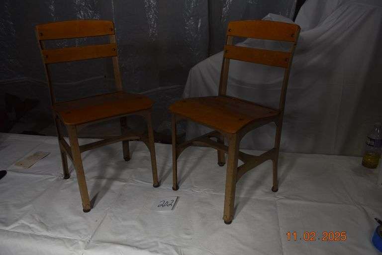 2 Vintage School Chairs image