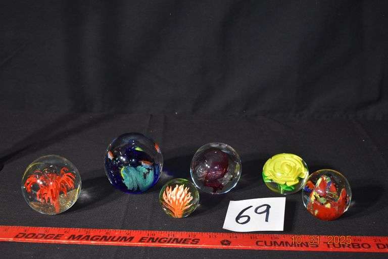 6 Glass Paper Weights image