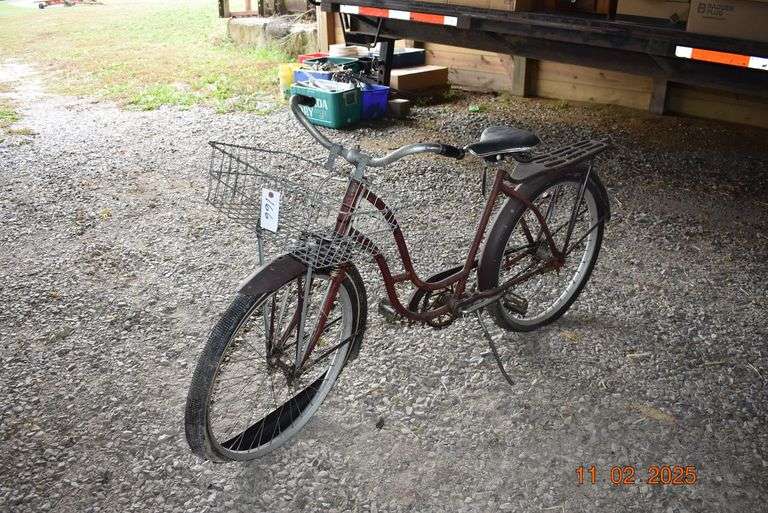 Red 24 inch Bicycle with basket image