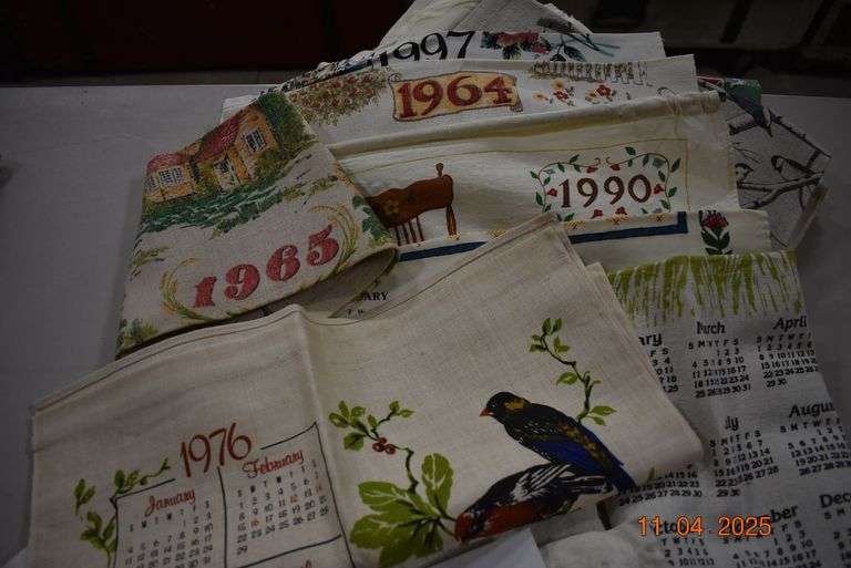 Assortment of Cloth Wall Hanging Calendars-Several Different Years image