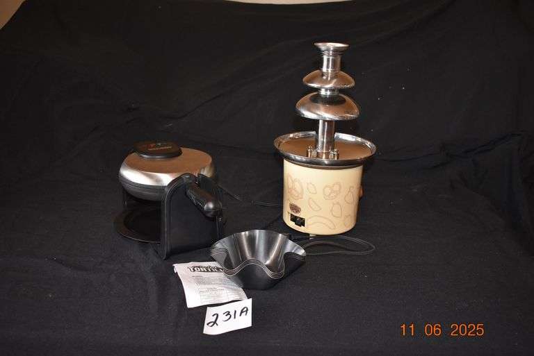 Electric Fondue Fountain, Black & Decker Waffle Maker and 4 Tortilla Pans image