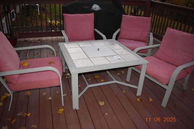 Patio Table and 4 Chairs with Cushions-Table is 39 1/4"x39 1/4" image