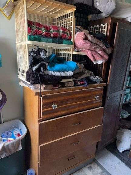 4 Drawer Dresser and Wooden Cabinet - 32”W x 15”D x 42”H - contents NOT included image